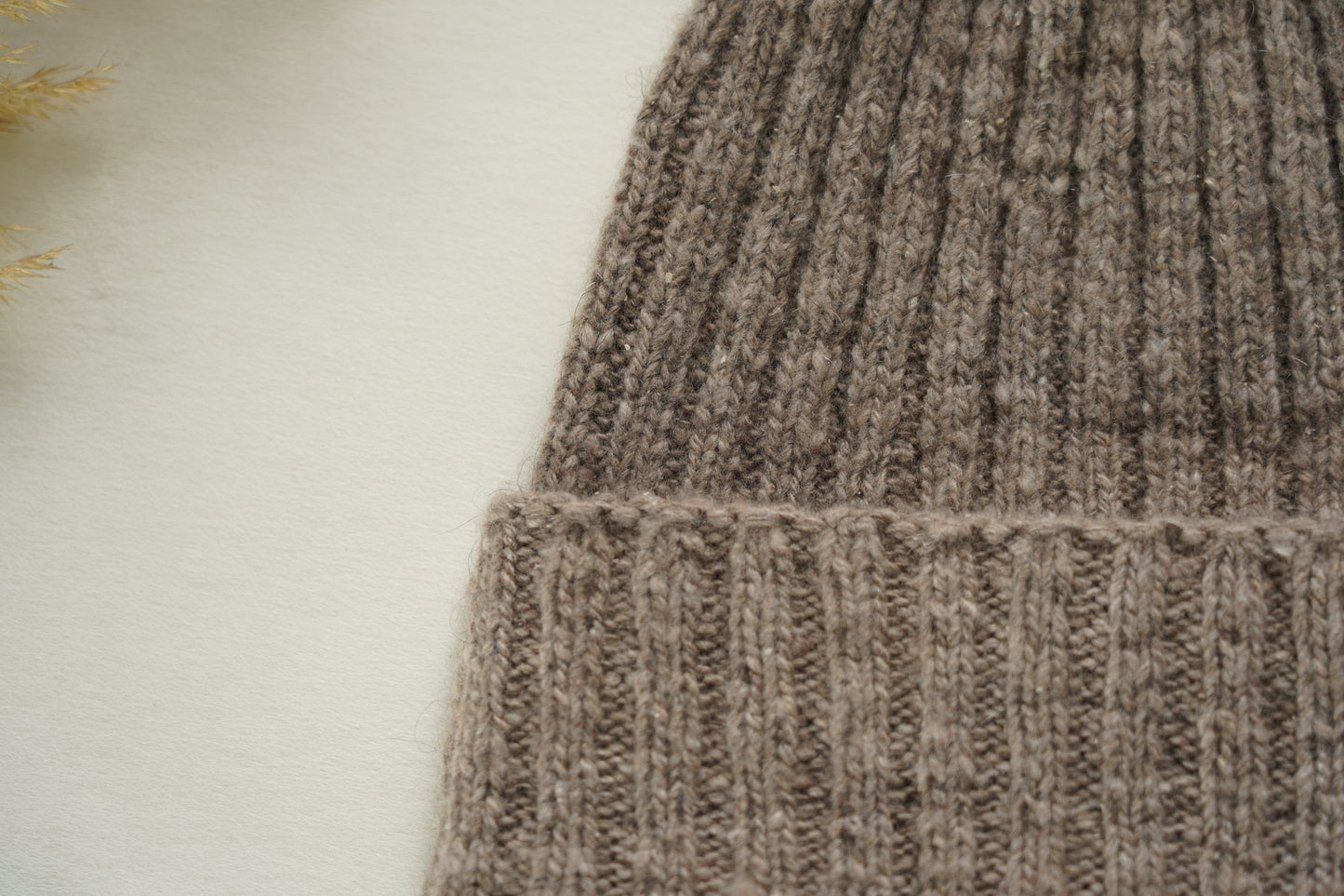 Hand-Knitted Pashmina Beanie ( Natural Brown)